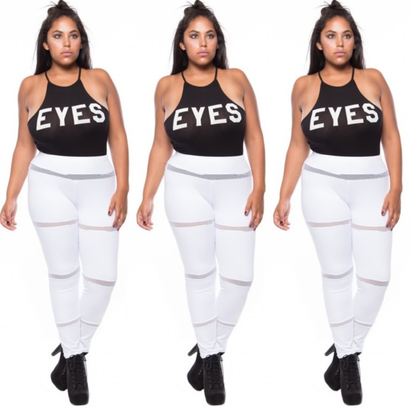 1x-3x New Plus Size Contrast White Leggings - Picture 8 of 8